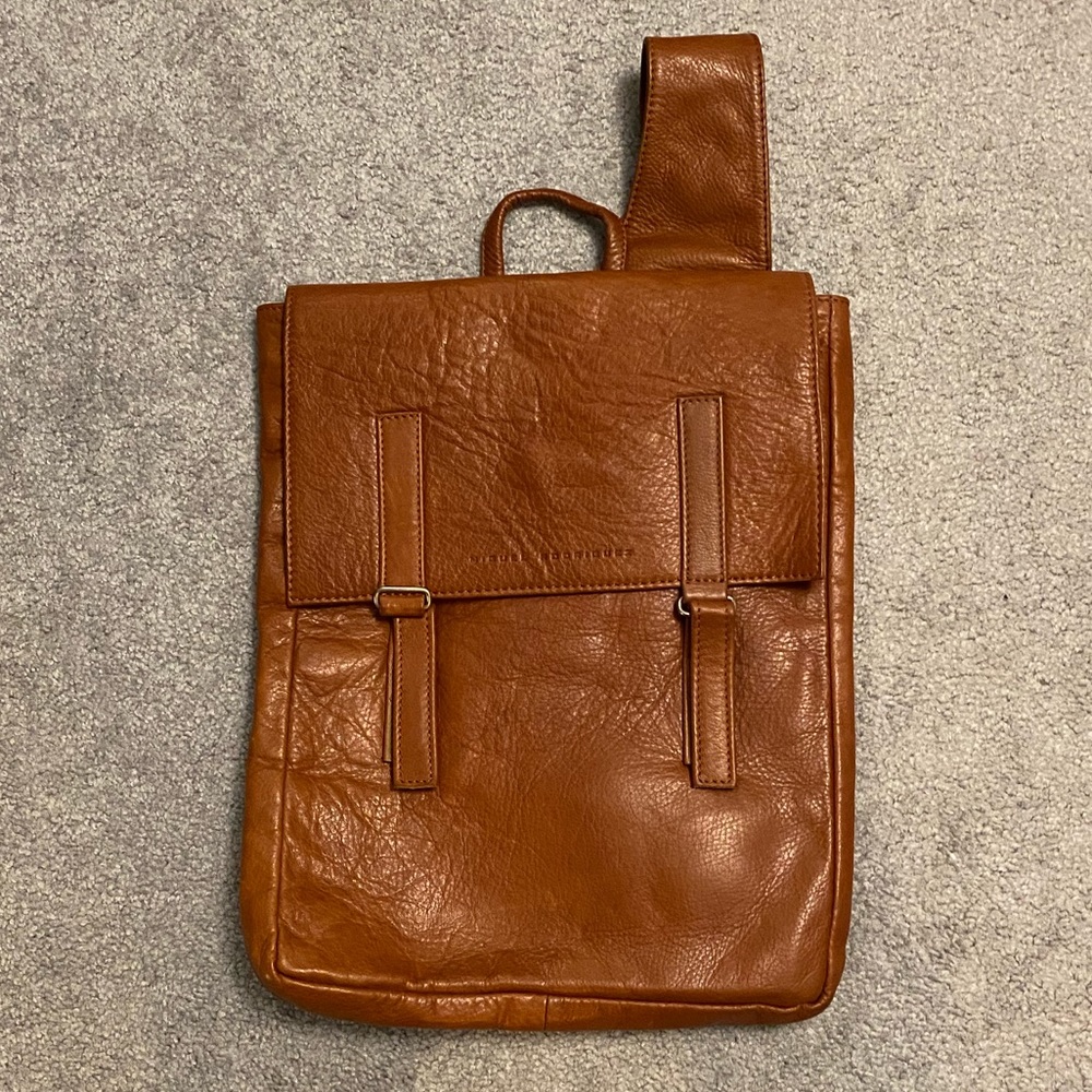 Miguel Rodriguez Leather Sling Crossbody Backpack